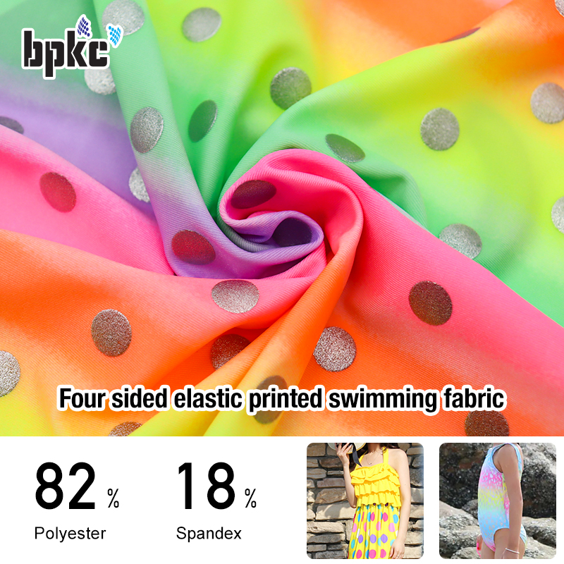 4-way elastic printed swimming knited fabric